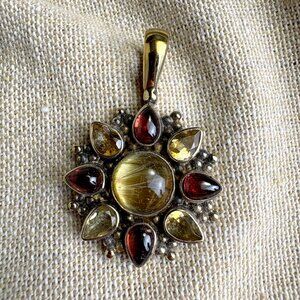 Sajen sterling silver multi-gemstone sun pendant